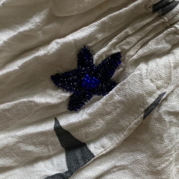 surf gypsy off the shoulder star top sequence size small beige gray bohemian - Picture 2 of 8